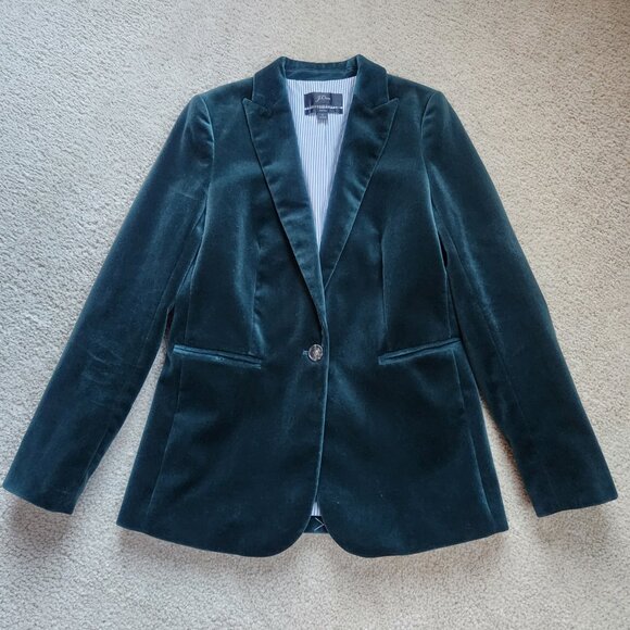 NWOT J.Crew Parke Velvet Blazer in Old Forest Green Size 0 - Picture 11 of 14